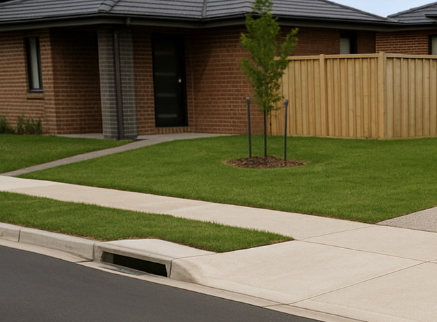 Kerb & channel with pit and overland flow path